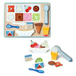 Melissa & Doug Ensemble de jeu et de puzzle magnétique en bois de crème glacée, 16 pièces magnétiques avec cuiller à boules, jeu d’aliments en bois pour les garçons et les filles à partir de 2 ans