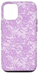 Coque pour iPhone 12/12 Pro Vintage Mauve Dentelle Fleurs