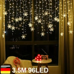 LED Snowflake Ljus Kedja Gardin Fönster Julbelysning Replika 3,5m 96st LED Varmvit white