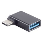 USB-C OTG adapter - USB-C han / USB-A 3.0 hun - Vinklet - Sort