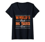 Womens Retro Motif Worlds Best Dog Trainer V-Neck T-Shirt