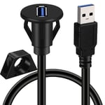 Câble Usb 3.0 À Montage Encastré - Câble D'Extension De 1 Mètre Avec Support De Tableau De Bord, Prise Mâle Vers Femelle 12 V Usb A Pour Voiture, Bateau, Moto, Camion, Etc. (Petit [CAB133883]