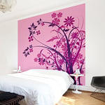 Apalis 97659 Papier peint intissé pour enfant Motif floral Ornement floral Papier peint photo carré Papier peint mural photo 3D pour chambre à coucher, salon, cuisine | Dimensions : 336 x 336 cm, rose