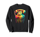 Dripping Paint Art Vintage Telephone Landline Dial Sweatshirt