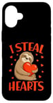 Coque pour iPhone 16 Plus Saint Valentin Paresseux I Steal Hearts Garçons Filles Femmes Love