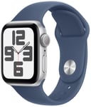 Apple Watch SE 2024 GPS 40mm Silver Denim Sport Band - S/M Blue