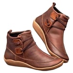 LYYJF Bottes en cuir pour femme - Imperméable - Soutien de la voûte plantaire - Chaussures confortables d'hiver décontractées - rond - Pour la marche, le ski, le sport, la course, le travail, la plage, les voyages, l'intérieur et l'extérieur, marron, 37 E