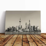 Big Box Art Canvas Print Wall Art Shanghai China Skyline (4) | Mounted and Stretched Box Frame Picture | Home Decor for Kitchen, Living, Dining Room, Bedroom, Hallway, Multi-Colour, 20x14 Inch