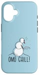 Coque pour iPhone 16 OMG CHILL! Bonhomme de neige amusant La Reine des neiges Pipi d'hiver