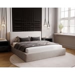 Lit double 160x200 avec Rangement Amare - Lit double, Lit rembourré, Velour - Gris clair (Komodo 20)