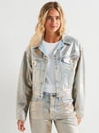 Levi's 90s Shurken Trucker Denim Jacket - Optical Illusion, Grey, Size M, Women