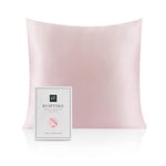 Taie d'oreiller en Soie pour Oreiller 100% Soie 22 Mommes Certifiée Oeko-TEX® Bienfaits Cheveux et Peau Anti Âge, Anti Acarien (60x60cm, Pink)