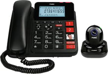 Fx3960 Telephone Filaire-Avec Emetteur D¿Alarme Sos Sans Fil-Grand Ecran Retroeclaire-S ¿ Volume De La Sonnerie Amplifie(+24Db)