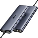 SSK Station d'accueil USB C 8K pour Thunderbolt 4, Station d'accueil MacBook 3 moniteurs, hub USB C 10 Gbit/s Double HDMI, Displayport, Ethernet, 100 W PD, Micro/Audio pour iPhone 15/Mac