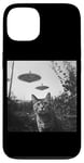 Coque pour iPhone 13 Cat Selfie with UFO Weird 50s Photo -