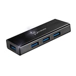 j5create 4-Port Powered USB 3.0 Data Hub with 2 ft Extended Cable [15W Power Adapter Included] for Mac, MacBook, Windows, Laptop | (JUH340)