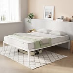 Novilla Cadre de lit Plateforme en métal pour Matelas de 160 x 190 cm, Hauteur de Rangement sous Le lit 30.5cm, Support à Lattes en Bois, Pas Besoin de sommier, Assemblage Facile, Blanc