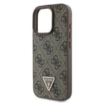 Coque - Guess - iPhone 16 Pro Max - Cuir - Marron - Logo Métallique avec Strass