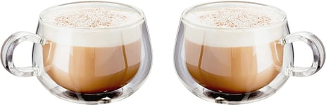 Judge JDG30 Double Walled Glass Coffee Cups with Handle, Set of 2, Hollow Vacuum