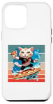 Coque pour iPhone 14 Pro Max Chat Surf Pizza Vagues Aventure Fun Energy Tranche Géante