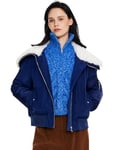 Orolay Bomber D'hiver pour Femme - Parka à Capuche Doublée Polaire Manteau Chaud Court Marine S