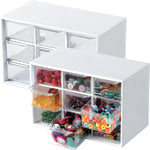 2-pack Craft Box Förvaring med 9 Lådor - Skrivbordsförvaring Organizer Mini Lådor för Hantverk Smycken Kosmetika Konst Sytillbehör with 9 Drawers White