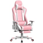 GTPLAYER Chaise Gaming Repose-Pieds Haut-Parleur Bluetooth Fauteuil Gamer Bleu Siège Ergonomique (Rose)