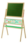 roba Tableau Pivotable sur Pied pour Enfant ABC Eule - Double Face Craie et Magnétique - Étagère Intégrée - Largeur 69 cm, Naturel