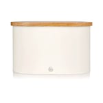 Swan Nordic Bread Bin with Wooden Lid SWKA17512WHTN - in White