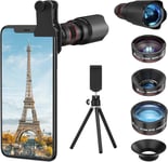 Kit d'Objectif Smartphone, Téléobjectif x22, Objectif Macro x25, Objectif Fisheye 235°, Objectif Grand Angle x0.62, Lentilles Blu-Ray, Photographie Amusante, Compatibilité Universelle