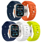 MoKo 5Pcs Bracelet Océan Compatible Apple Watch Ultra2 49mm 46mm 45mm 44mm 42mm pour les Hommes et les Femmes,Bande de Remplacement en Silicone pour iWatch Serie 10 9 8 7 6 5 4 3 SE Ultra 2 1,A