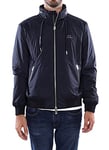 Armani Exchange Men's Front, Logo on Drawstrings, Zip Pockets, Concealed Hood Jacket, Blue, Medium