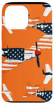 Coque pour iPhone 13 Pro Max Drapeau américain minimaliste orange tropical P-51 Mustang de la Seconde Guerre mondiale