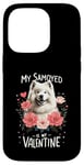 Coque pour iPhone 14 Pro Roses Flowers Valentine's Day Samoyed Dog Sammies