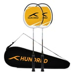 HUNDRED POWERTEK 100 (Set of 2) Badminton Racket with Full Cover (White/Black) | Material: Aluminium | Maximum Tension: 16-18lbs | for Intermediate Player