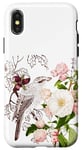 Coque pour iPhone X/XS Protective Phone Case for Cute Girls Women bird & flower