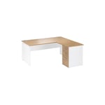 Bureau d'angle l 160 cm avec retour suspendu sur caisson positionnable droite/gauche chêne clair ineo - Maxiburo