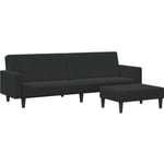 Canapé-lit à 2 places avec repose-pied noir velours Vidaxl Noir