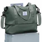 Sac de Voyage Femme Sac fourre-Tout de Sport pour Homme Imperméable Sac de Week-End, Cabine Avion Ryanair Bagage Cabine 40x20x25 easyjet 45x36x20 Extensible Sac de Gym,A1-Vert