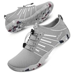 SIMARI WP001 Chaussures aquatiques de sport à séchage rapide pour la natation, la plongée, le surf, la piscine, la plage, la marche, le yoga, 229 Gris, 40 2/3 EU