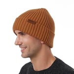 ineepor Bonnet Hiver Homme Femme Laine Mérinos Beanie Hat Tricoté Chapeau Unisexe Doublé Polaire Court Chaud Doux Confortable