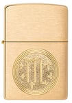 Zippo - Scorpio Emblem - Brass Brushed - Essence Briquet Coupe-Vent, Rechargeable, dans Une boîte Cadeau de Haute qualité 60006104