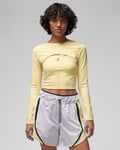 Jordan Sport Women's 2-in-1 Long-Sleeve Top Sz S Lemon Wash/Black DV1274-753