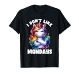 Funny Grumpy Unicorn I Don't Like Mondays Rainbow T-Shirt