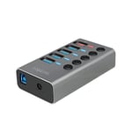 LogiLink UA0386 - Hub USB 3.2 Gen 1, 4 Ports + 1 Port de Charge Rapide, Interrupteur Marche/arrêt