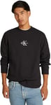 Calvin Klein MONOLOGO Waffle LS Tee T-Shirt L/S, CK Black, L Homme