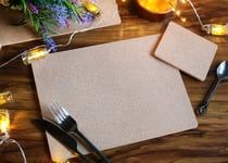 Set of 8 Naturals Pure Cork Chunky Placemats and 8 Coasters - UK Made