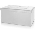 Deuba - Banc de rangement avec couvercle amovible Siège pouf Coffre de rangement pliable pour salon chambre couloir l - Blanc