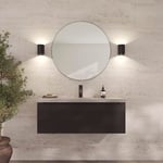 Loevschall Refine Miroir Rond | Miroir Mural Noir avec Cadre | 80 cm | Miroir décoratif pour Salle de Bain, Salon, Chambre à Coucher et Couloir | Minimaliste et élégant en Laiton brossé