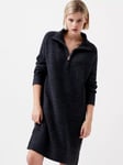 French Connection Madox 1/2 Zip Jumper Dress, Charcoal Mel